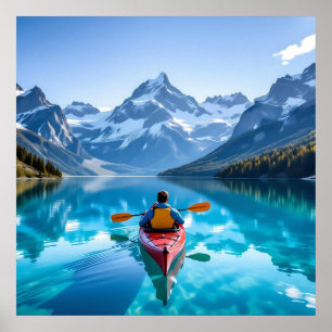 Poster Pagaie dans les montagnes Belle nature