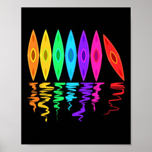 Poster Pagaie Kayaks Colorés Pour Voyage En Kayak Équipe