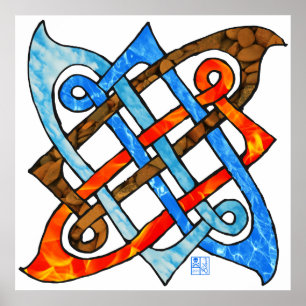 Poster Pagan Celte noeud Terre Air Fire Éléments d'eau