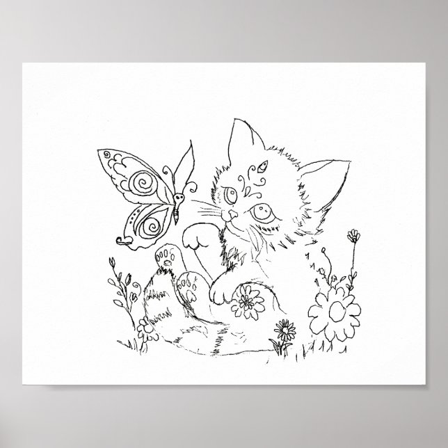 Poster Page couleur chaton d'art populaire hispanique (Devant)