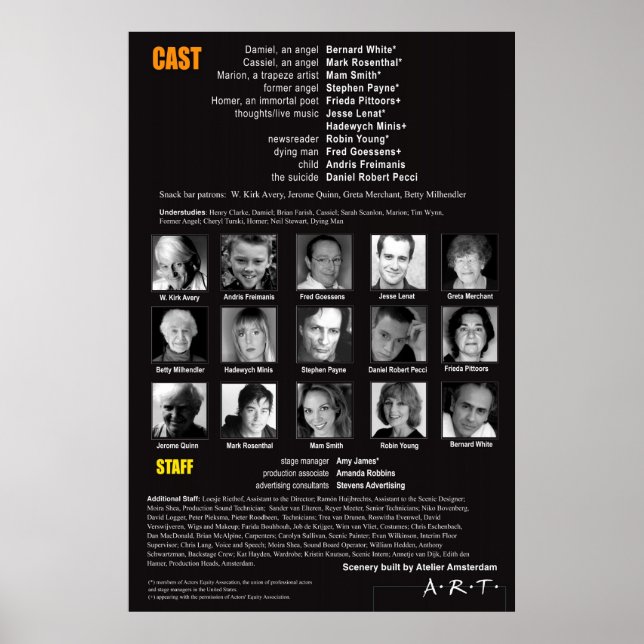 POSTER PAGE DE CAST DES AILES (Devant)