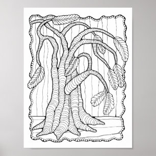 Poster Page de coloration de la bordure de l'arbre de for