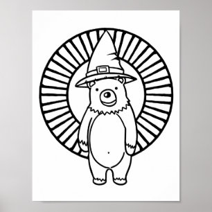 Poster Page de coloration de l'ours d'Halloween amusant