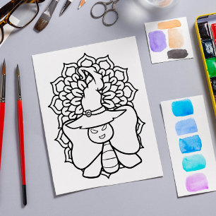 Poster Page de coloration de papillon Halloween drôle