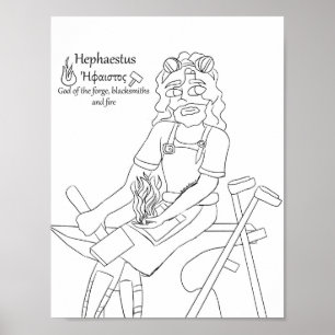 Poster Page de coloration Hephaestus Imprimer
