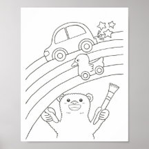 Page de coloriage arc-en-ciel d'ours polaire téléc