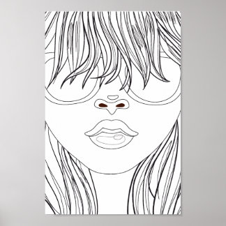 Poster Page de coloriage Beach Girl
