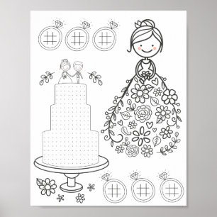 Poster Page de coloriage d'activité mariage illustré