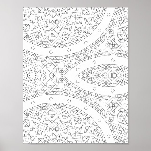 Poster Page de coloriage d'art à motif géométrique à traj (Devant)