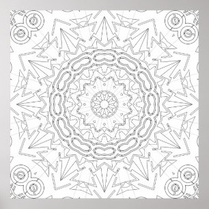 Poster Page de coloriage d'art mandala en étoile à flèche
