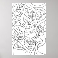 Page de coloriage d'art ornithologique Abstrait