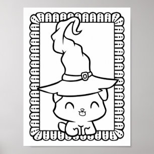 Poster Page de coloriage de chien souriant Halloween drôl