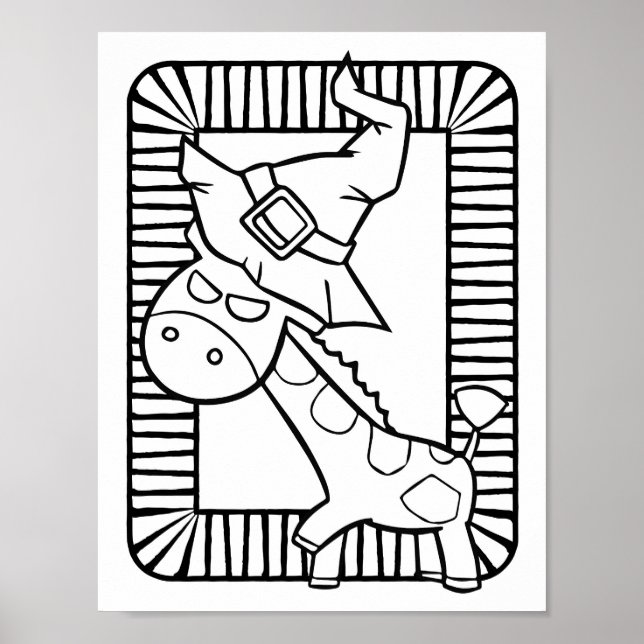Poster Page de coloriage de la Giraffe Halloween drôle (Devant)