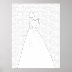 Poster Page de coloriage de mariée de mariage à la mode i