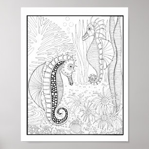 Poster Page de coloriage des scènes sous-marines