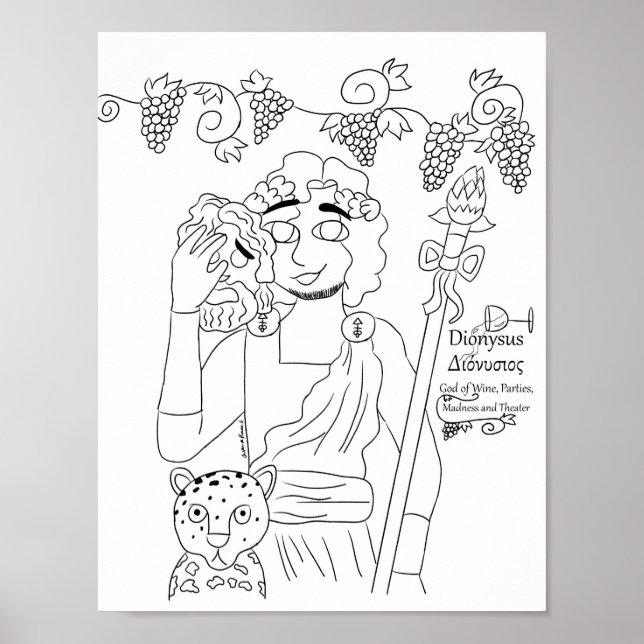 Poster Page de coloriage Dionysus Imprimer (Devant)