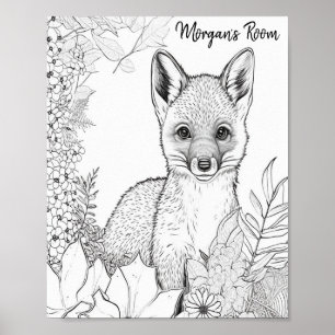 Poster Page de coloriage du renard bébé, Projet de colori