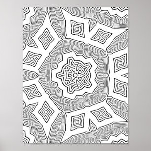 Poster Page de coloriage en étoile en couches motif ondul
