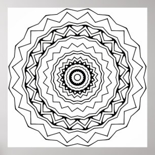 Poster Page de coloriage mandala à anneaux géométriques T