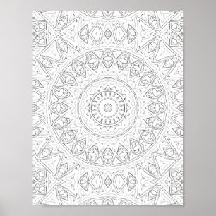 Poster Page de coloriage mandala flèche tribale Art compl