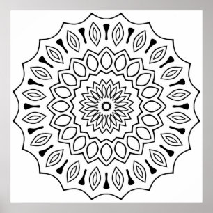 Poster Page de coloriage mandala floral classique Art com