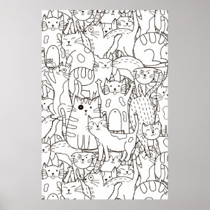 Poster Page de coloriage Papier de scrapbook Meow du chat