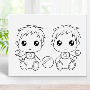 Poster Page de coloriage Twins Baby Boys