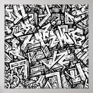 Poster Page de coloriage urbain détaillé : Grille de glyp