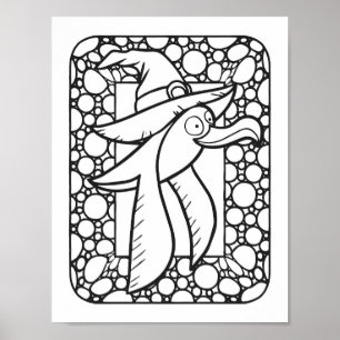 Poster Page de coloriage volante pour Halloween
