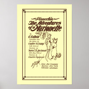 Poster Page de couverture vintage Pinocchio 1904