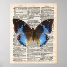 Page de dictionnaire vintage et papillon bleu