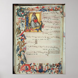 Poster Page de notation musicale avec historiated