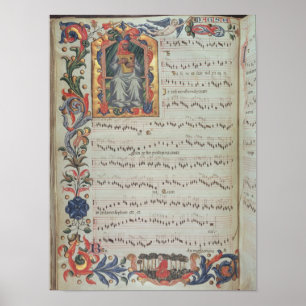 Poster Page de notation musicale avec historiated