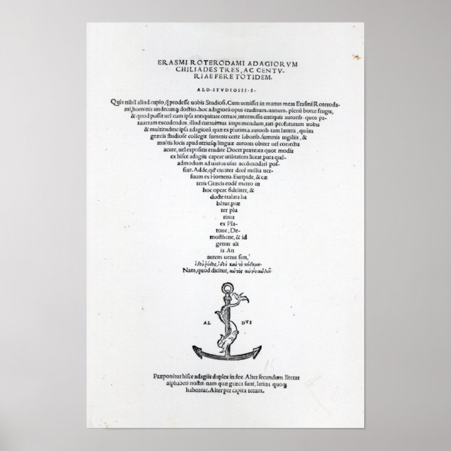 Poster Page de titre des Adages d'Erasmus (Devant)