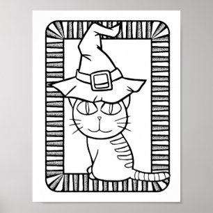 Poster Page Drôle Halloween Chat Standing Coloration