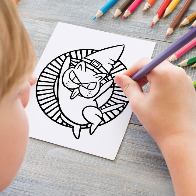 Poster Page Drôle Halloween Rude Chat Coloriage (Créateur téléchargé)