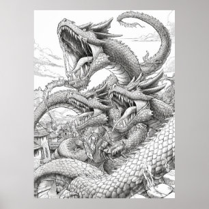 Poster Page du livre de coloriage Hydra - Giant Snake Cre