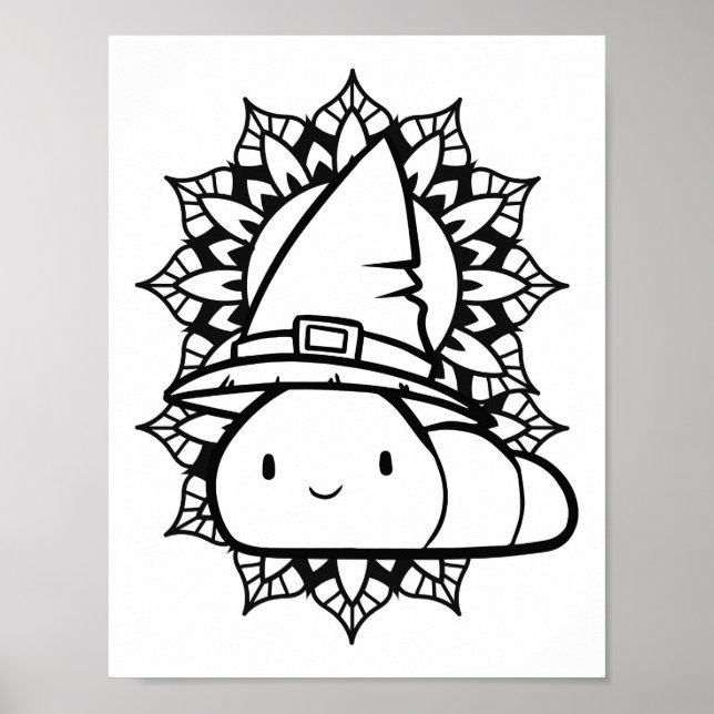 Poster Page Funny Halloween Caterpillar Coloration (Devant)