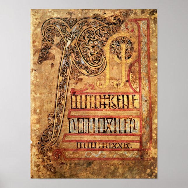 Poster Page initiale des évangiles de Lichfield, c.720 (Devant)