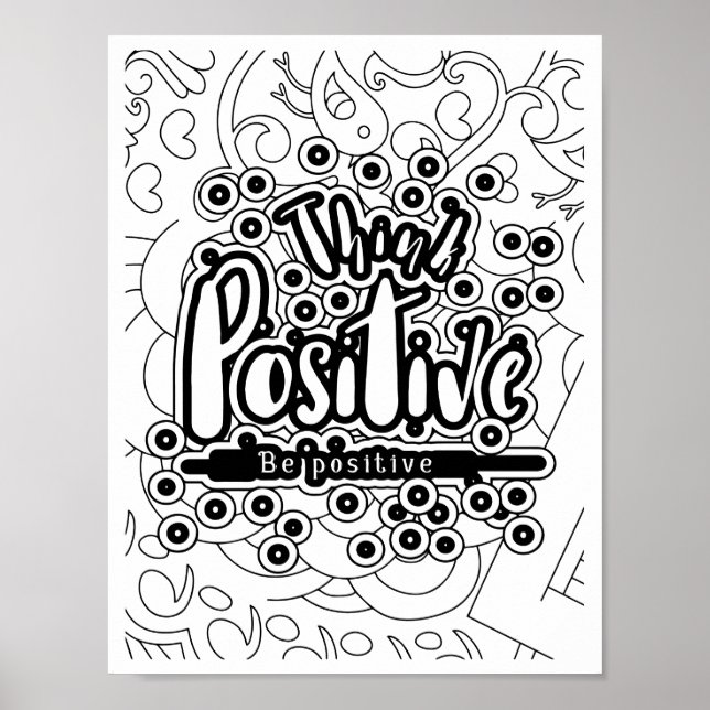 Poster Page Pense Positif - Coloriage (Devant)