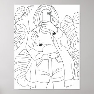 Poster Page Selfie Girl Coloring