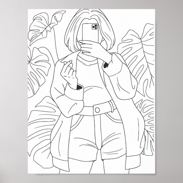 Poster Page Selfie Girl Coloring (Devant)