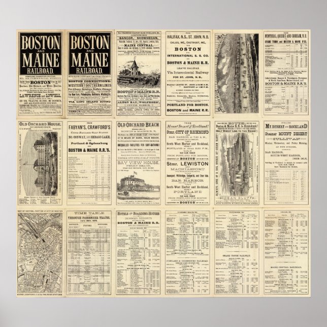Poster Page texte du chemin de fer Boston et Maine (Devant)
