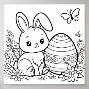 Poster Pages de coloriage de Pâques pour enfants