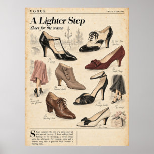 Poster Pages de magazines de mode vintage, mode rétro