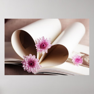 Poster Pages d'un livre en forme de coeur