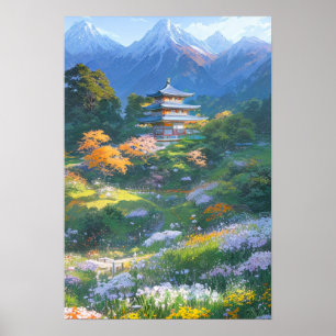 Poster Pagode japonaise en bois majestueux