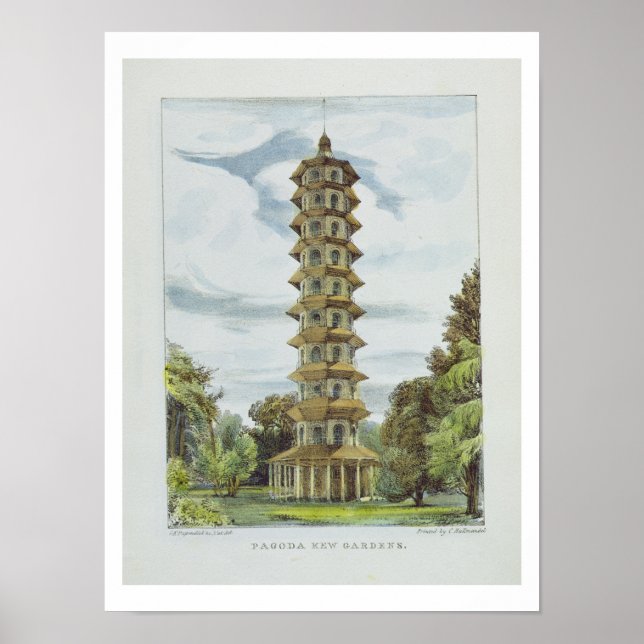 Poster Pagode, Jardins Kew, plaque 9 de 'Jardins Kew : A (Devant)