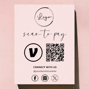 Poster Paiement de code QR rose - Analyser pour payer Log