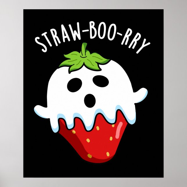 Poster Paille-boo-rry Funny Fraise Pun Dark BG (Devant)